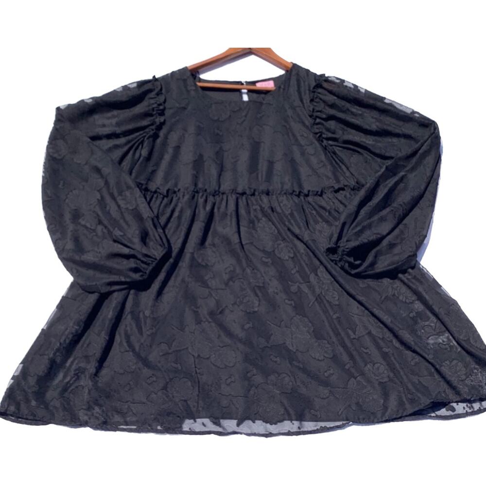 MI AMI  FRANCESCA Mini Dress or Tunic Blouse Flowy Balloon Sleeve Women Large